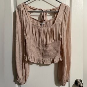 Elegant Blush Long Sleeve Blouse